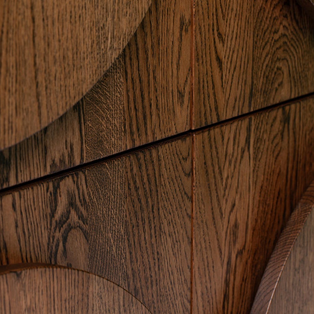 Handcrafted Modern Wood Dresser - Solid Oak Storage Cabinet with Geometric Carved Front - Mid-Century Chest of Drawers - Image 10