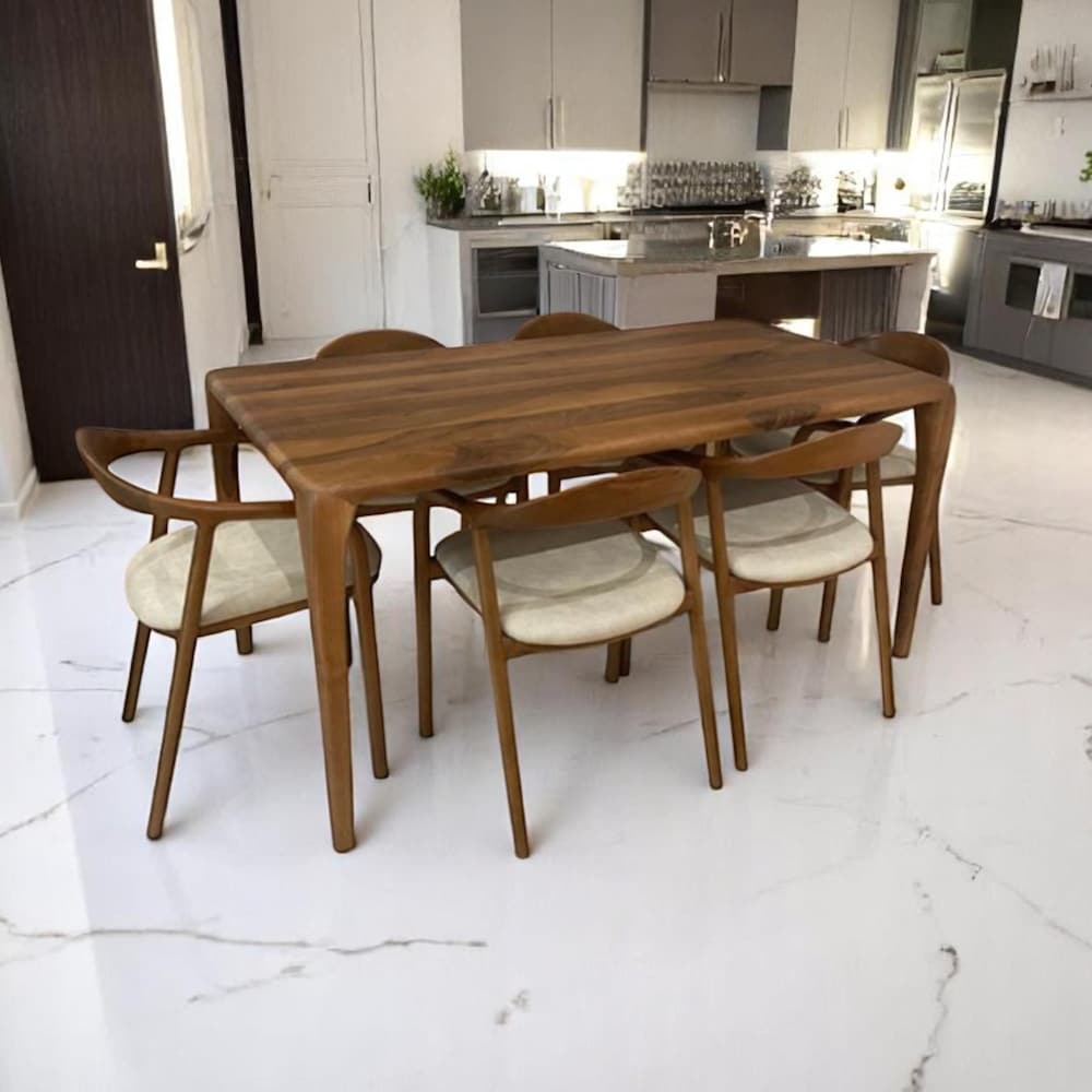 Custom Walnut Dining Table – Handcrafted Solid Wood Kitchen Table, Rustic & Modern Wood Furniture, Unique Contemporary Design