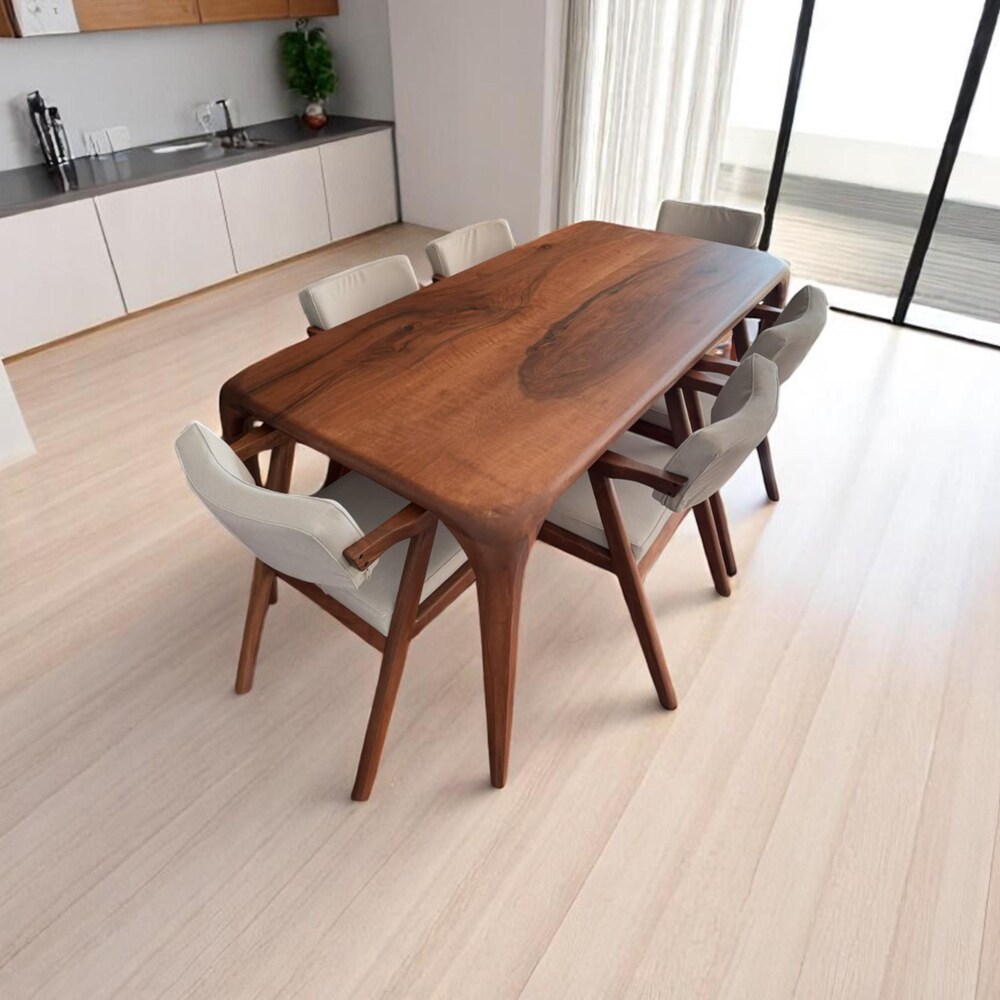 Custom Walnut Dining Table – Handcrafted Solid Wood Kitchen Table, Rustic & Modern Wood Furniture, Unique Contemporary Design - Image 5