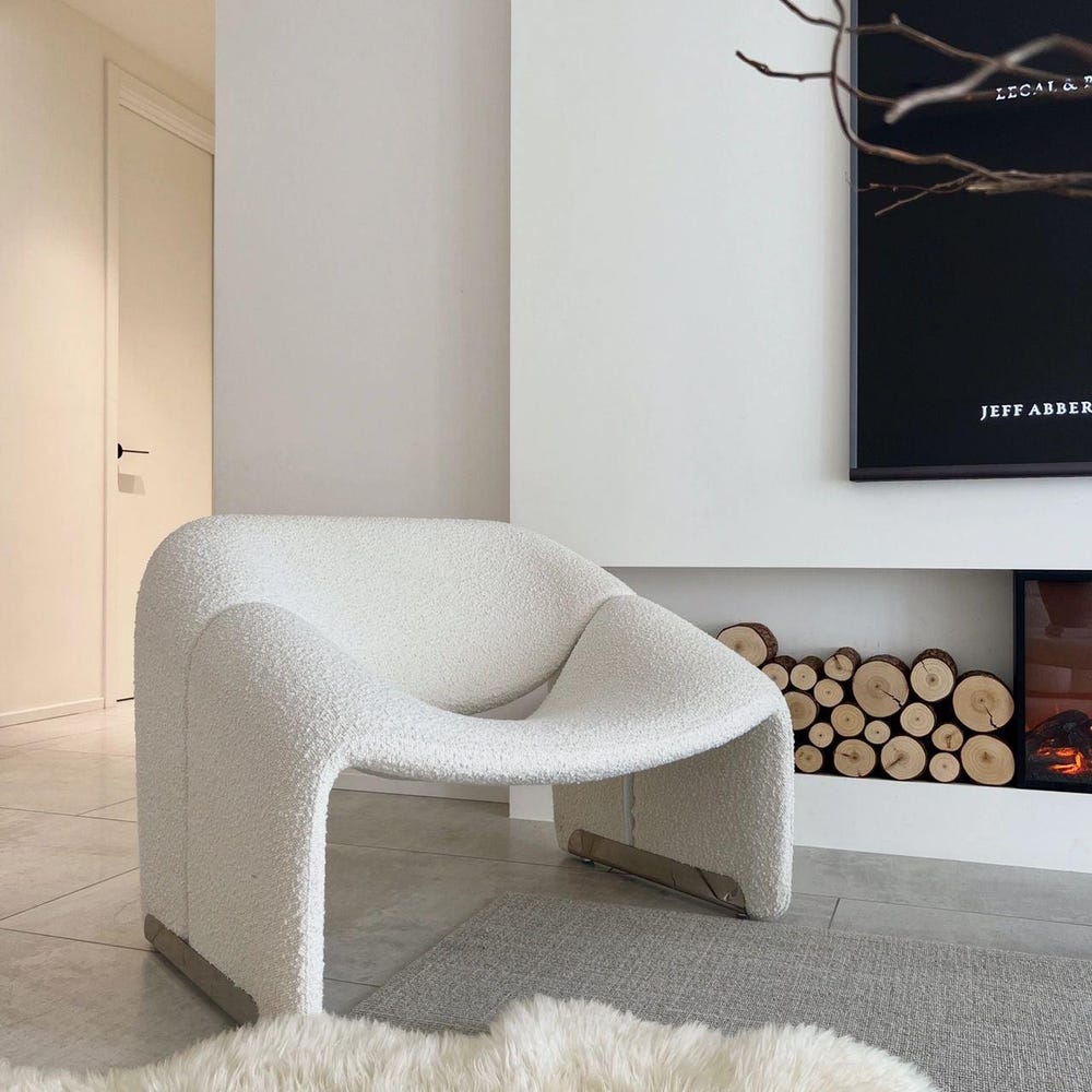 White Boucle Armchair | Modern Accent Chair | Plush Kids-Friendly Lounge Chair,Sofa and Armchair Set Option,Contemporary Living Room Seating