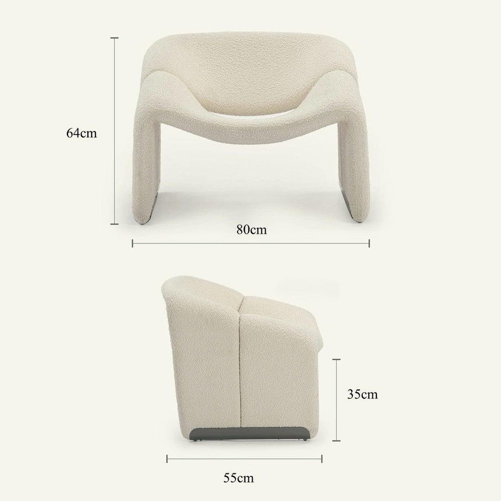 White Boucle Armchair | Modern Accent Chair | Plush Kids-Friendly Lounge Chair,Sofa and Armchair Set Option,Contemporary Living Room Seating - Image 3