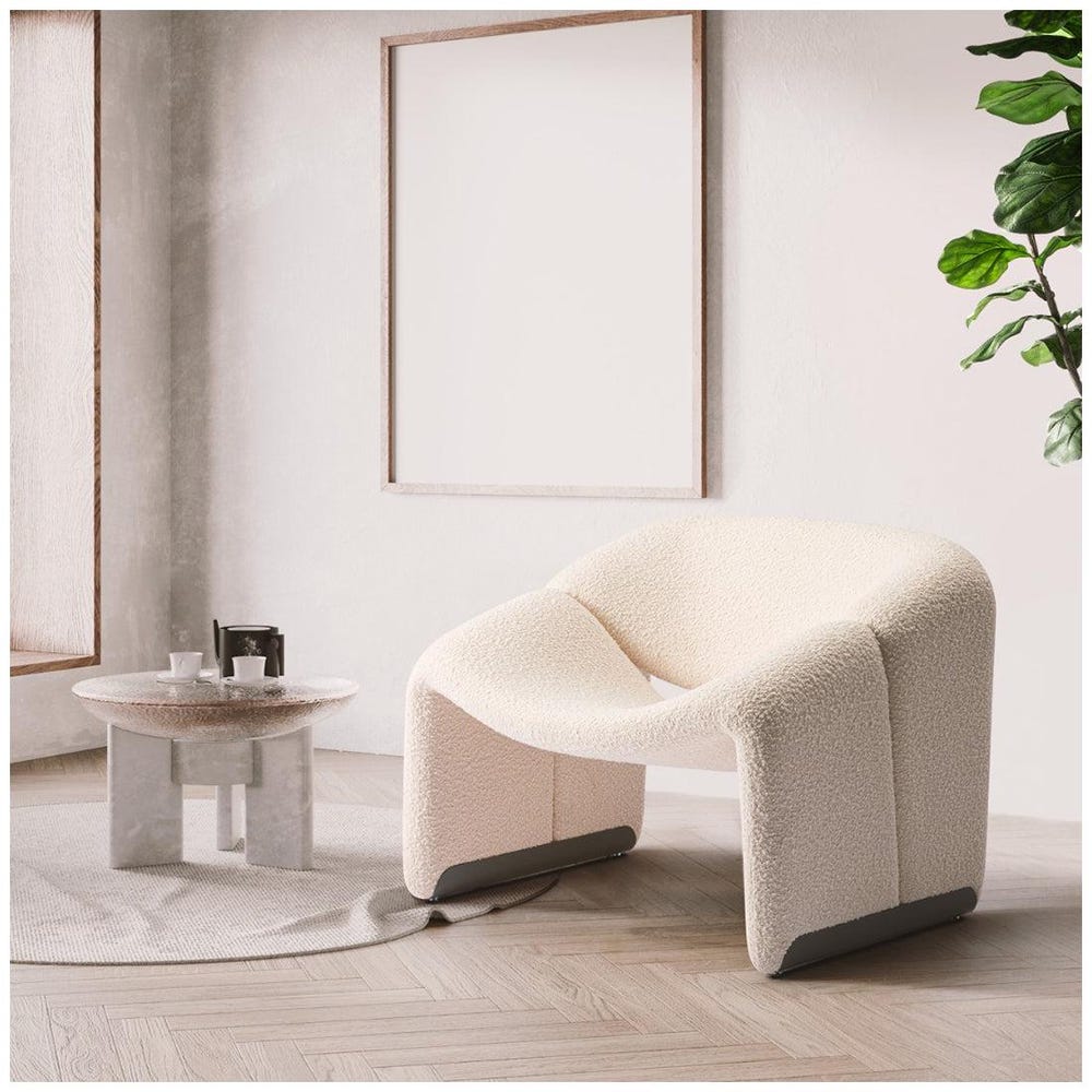 White Boucle Armchair | Modern Accent Chair | Plush Kids-Friendly Lounge Chair,Sofa and Armchair Set Option,Contemporary Living Room Seating - Image 4