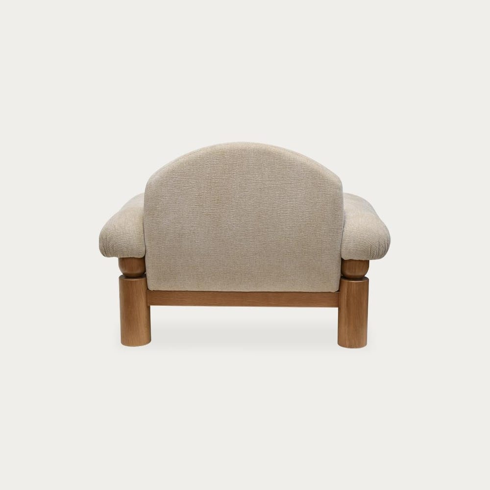 Modern Sculptural Armchair | Memphis Design Accent Chair with Oak Base | Neutral Upholstery Lounge Chair, No Assembly Needed - Image 5