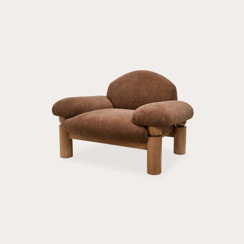 Memphis Style Armchair | Sculptural Lounge Chair with Solid Oak Legs | Modern 80s-Inspired Accent Chair | Natural Upholstery, No Assembly - Image 6