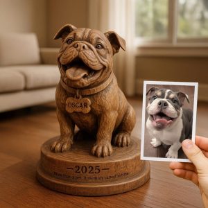 Custom Wooden Pet Portrait Statue – Personalized Dog Memorial Gift – Handcrafted Pet Remembrance Art – Dog Lover Keepsake Sculpture