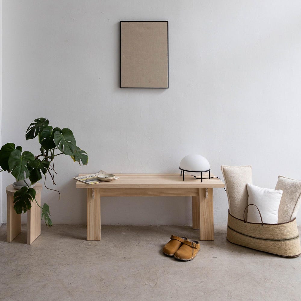 Solid wood entry bench, handmade, 120 cm - Begur medium