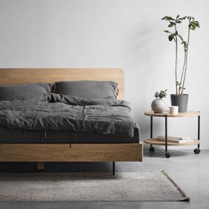 Oak Bed Frame Wolke Wooden Furniture Oak Bed Frame Minimalist Scandinavian Bedroom Decor Unique Design Handmade Wooden Oak Loft Bed Frame