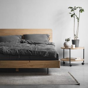 Oak Bed Frame Wolke Wooden Furniture Oak Bed Frame Minimalist Scandinavian Bedroom Decor Unique Design Handmade Wooden Oak Loft Bed Frame
