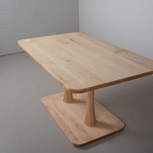 Breakfast Nook Table, Solid Wood Double Pedestal Table, Rectangle Maple Kitchen Table, 60" Kitchen Dining Table for a Banquette