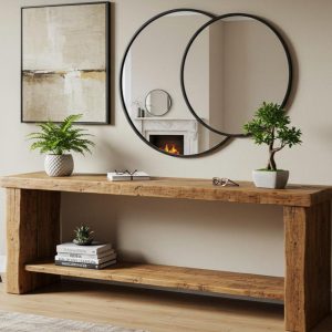 Entryway Bench, Rustic Reclaimed Wood, Handcrafted Solid Chestnut Wood, Farmhouse Hallway Shoe Rack Bench/Seating,Garden Plant Bench