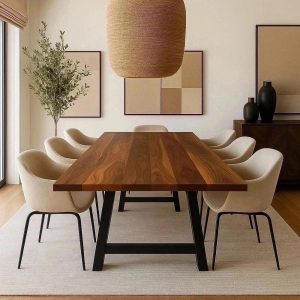 The Allen Walnut Dining Table, Handcrafted Solid Wood Dining Table, Family Dining Table