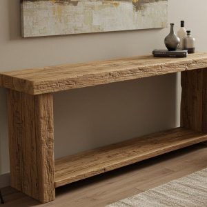 Reclaimed Wood Console Table with Shelf, Farmhouse Hallway Entryway Table Narrow, Customizable Handmade Sofa Table with Storage