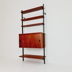 Mid century String shelf system teak & metal by Olof Pira Sweden, 1950s