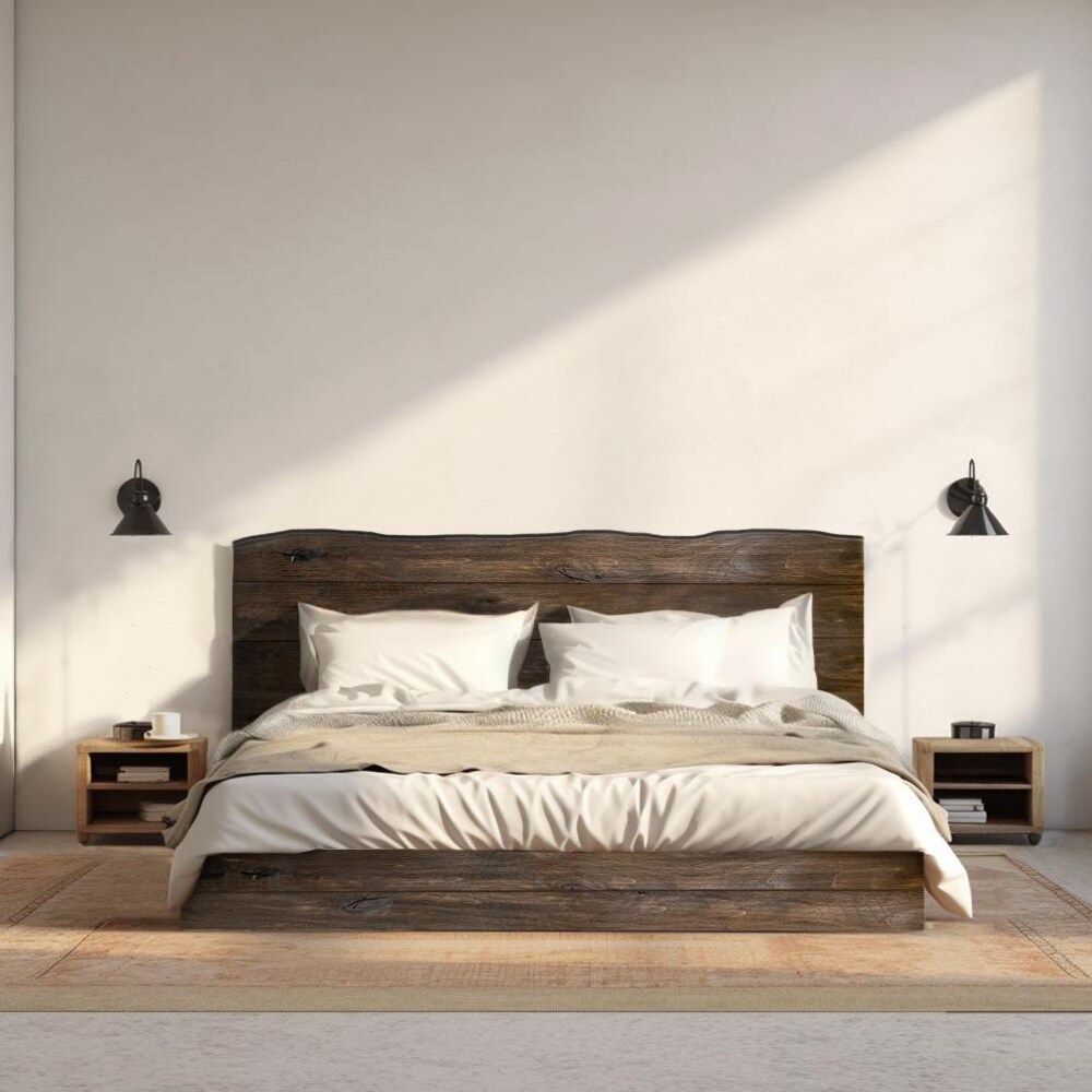 Live Edge River Bed - Quick Ship - Barnwood Reclaimed Aesthetic - Solid Wood - Platform Bed Frame & Headboard - Handmade in USA - Image 3