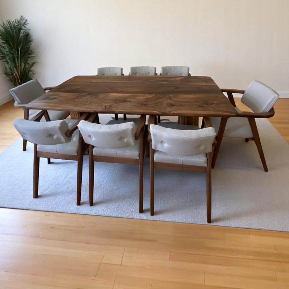 Custom Walnut Dining Table - Handcrafted Solid Wood Kitchen Table, Modern Rustic & Contemporary Design, Unique Wood Furniture - Image 8
