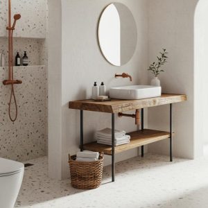 Handcrafted Sink Vanity with Shelf, Reclaimed Rustic Wood Vanity with Metal Legs, Handmade Bathroom Vanity Cabinet, Farmhouse Style