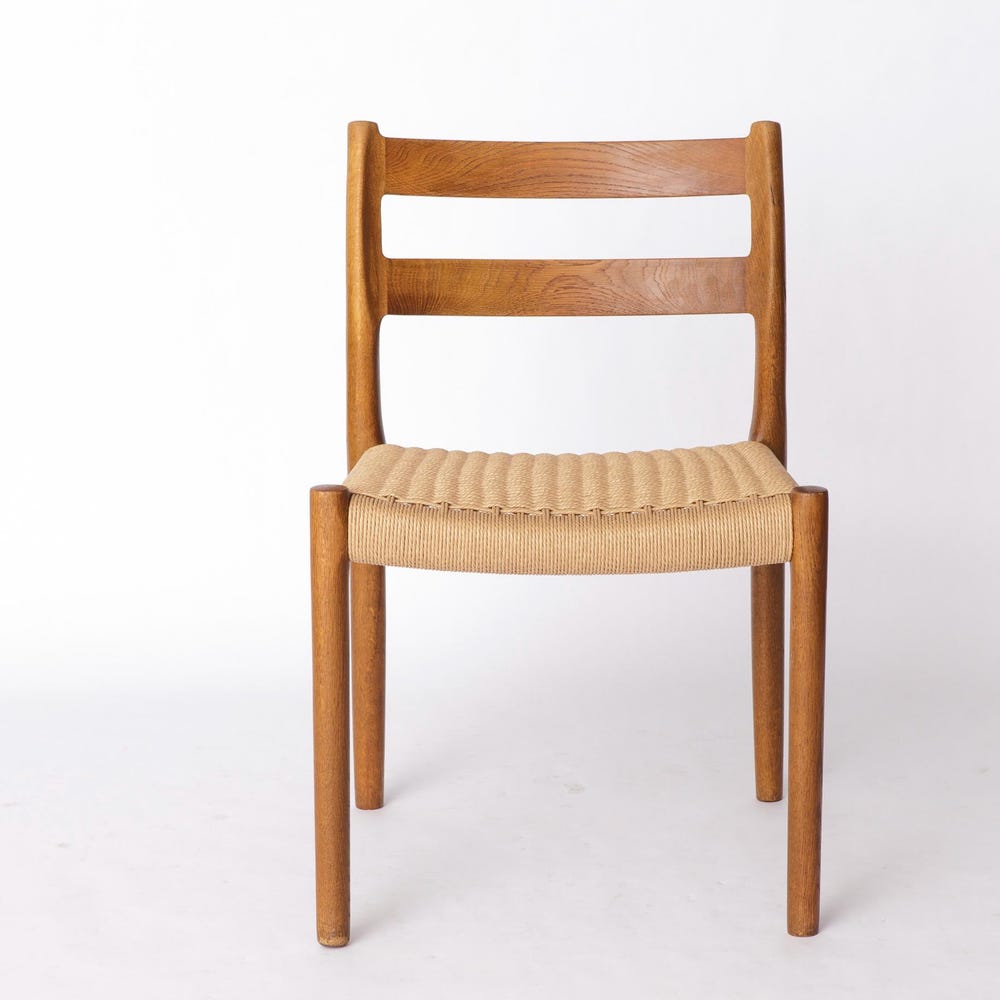 1 of 2 Vintage Niels Møller Model 84 Chair, Dyed Beech Wood – 1970s Danish Design, Danish Cord Seat - Image 2