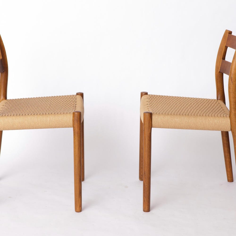 1 of 2 Vintage Niels Møller Model 84 Chair, Dyed Beech Wood – 1970s Danish Design, Danish Cord Seat - Image 4