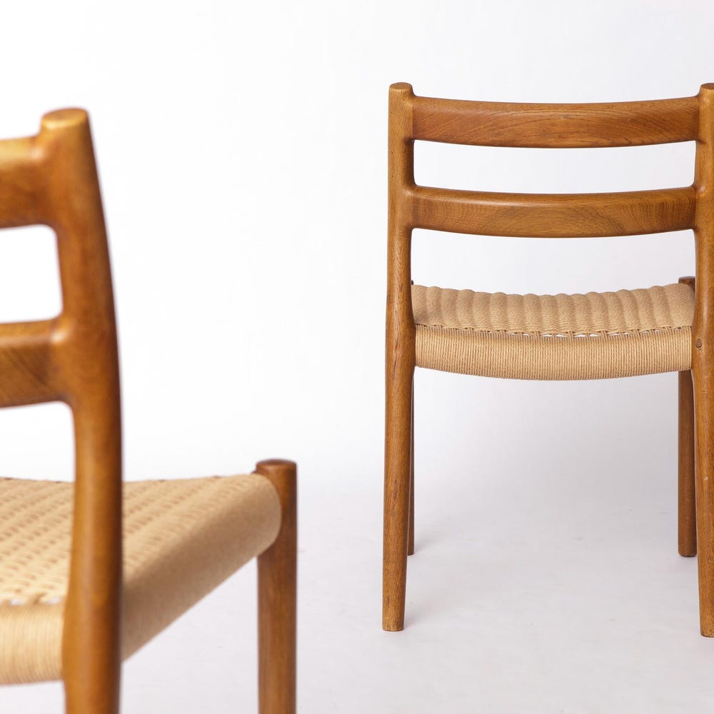 1 of 2 Vintage Niels Møller Model 84 Chair, Dyed Beech Wood – 1970s Danish Design, Danish Cord Seat - Image 6