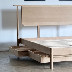 White Oak Platform Bed in Mid Century Modern Eames Styling / Storage Platform Bed All Solid Hardwood / Handmade in Pacific Northwest