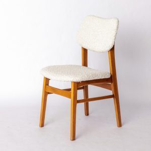 1970s German Vintage Chair – Beech Frame, Sheepswool Seat, Restored Mid-Century Desk or Dining Chair
