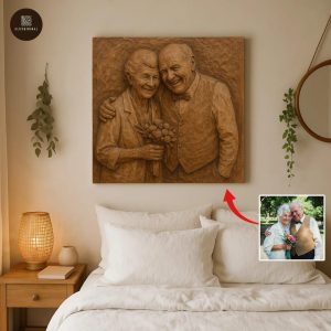 Unique Embossed Wood Carving – Custom Portrait Gift, Personalized Wooden Art for Memorial or Anniversary