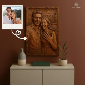 Rustic Wall Art – Custom Embossed Wood Carving Portrait, Handcrafted Engraved Gift for Family or Loved Ones