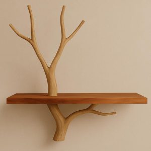 Tree Branch Wall Shelf – Natural Wooden Branch Floating Shelf – Organic Rustic Wall-Mounted Bookshelf – Unique Nature-Inspired Home Decor