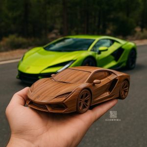 Classic Car Model in Wood – Custom Handmade Car Sculpture, Gift for Father, Collector, or Muscle Car Fan