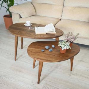 Solid Oak Coffee Table | Rustic Handmade Oak Wood Center Table for Living Room, Modern Farmhouse & Minimalist Home Decor | Ref. 01390
