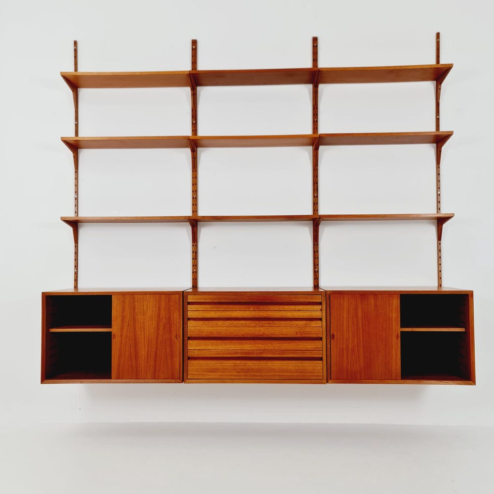 Big Mid century Danish Teak Wall Unit with 3 cabinets by Poul Cadovius for Cado, Denmark, 1960s - Image 4