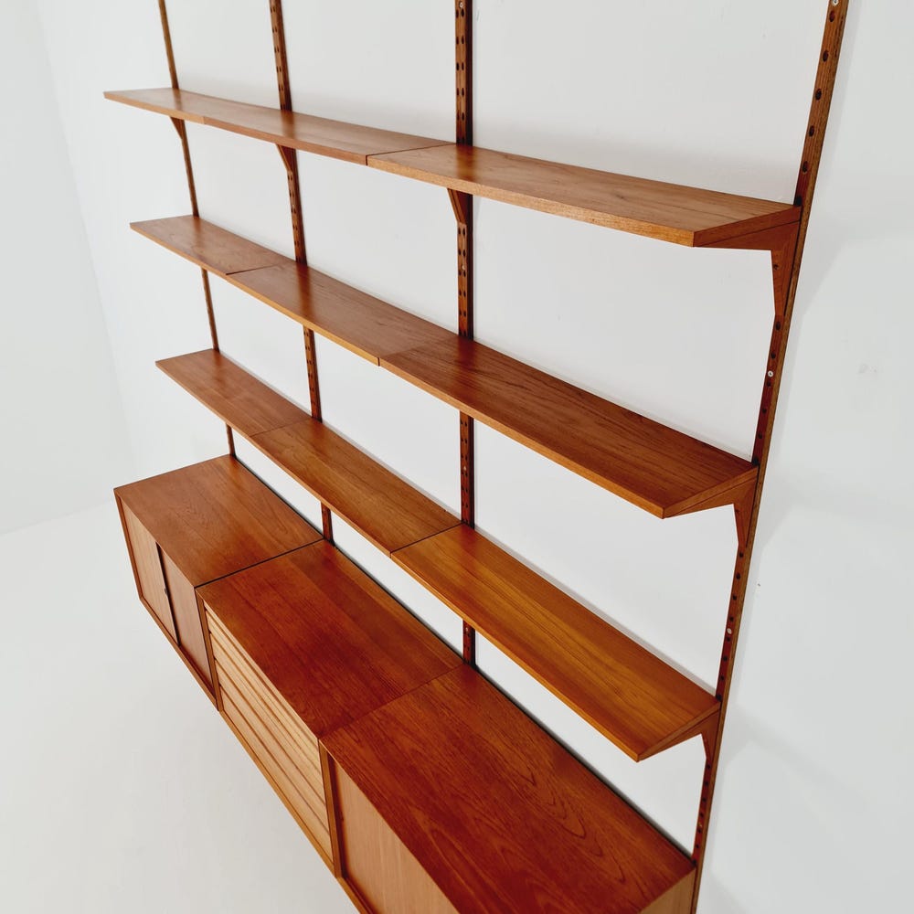 Big Mid century Danish Teak Wall Unit with 3 cabinets by Poul Cadovius for Cado, Denmark, 1960s - Image 11