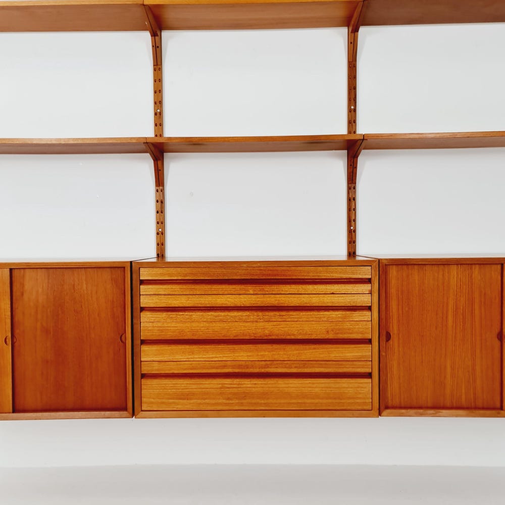 Big Mid century Danish Teak Wall Unit with 3 cabinets by Poul Cadovius for Cado, Denmark, 1960s - Image 10