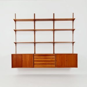 Big Mid century Danish Teak Wall Unit with 3 cabinets by Poul Cadovius for Cado, Denmark, 1960s
