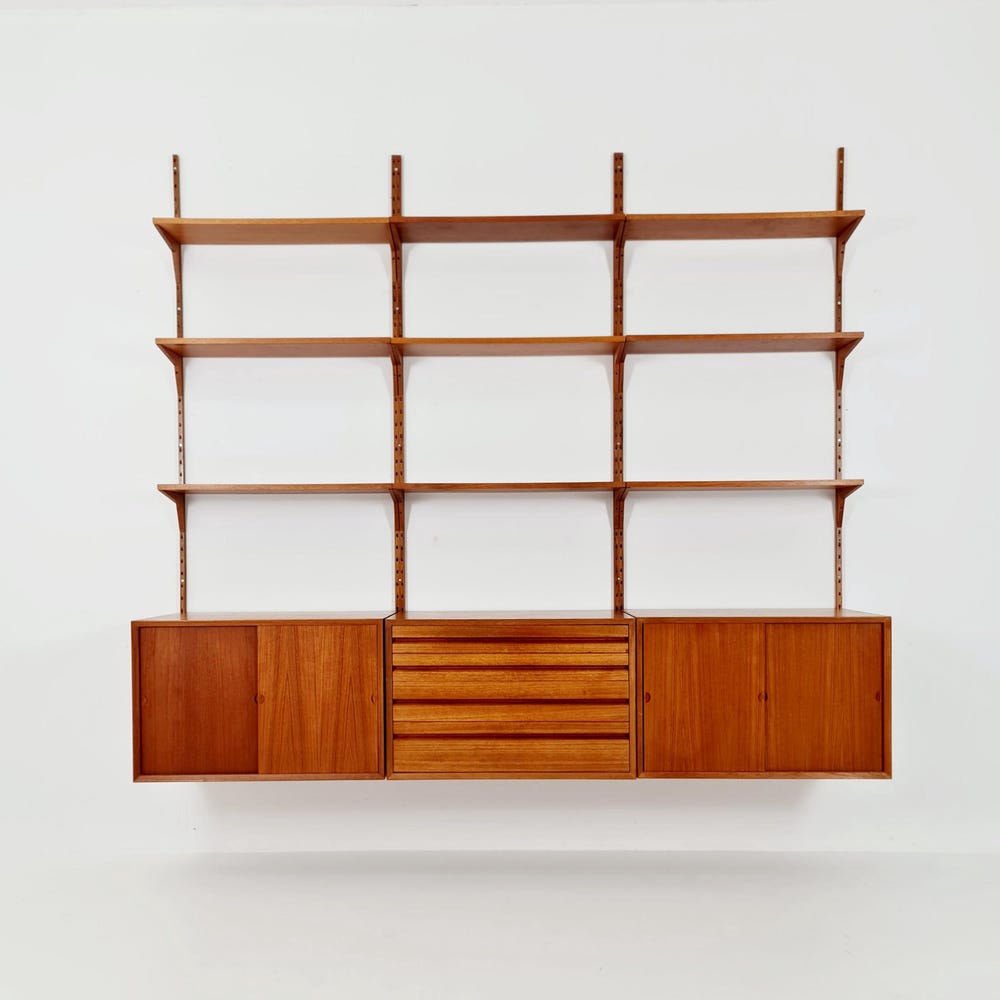 Big Mid century Danish Teak Wall Unit with 3 cabinets by Poul Cadovius for Cado, Denmark, 1960s