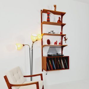 Mid century Single Danish Teak Wall Unit with Vinyl Box / Record Cabinet by Poul Cadovius for Cado, Denmark, 1960s