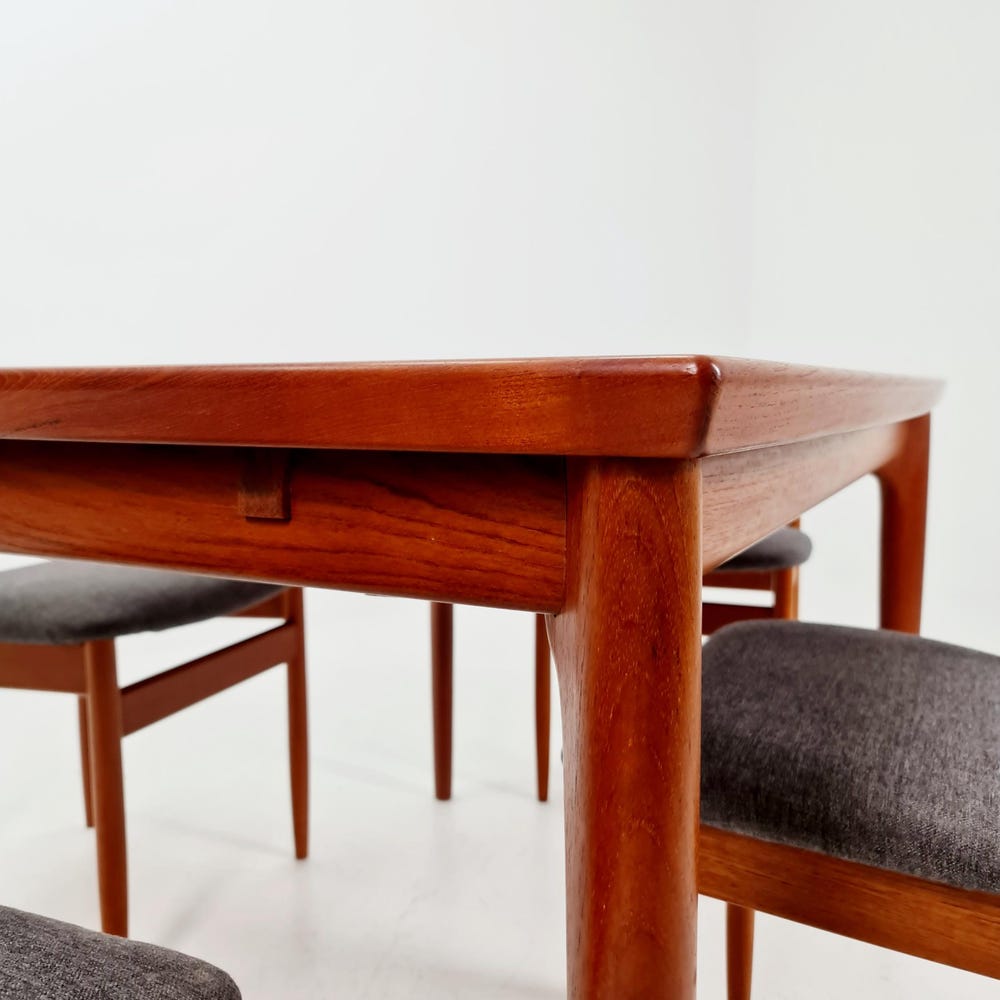 Danish Henning Kjaernulf rectangular teak table with two extension leaves, Denmark 1960s - Image 7