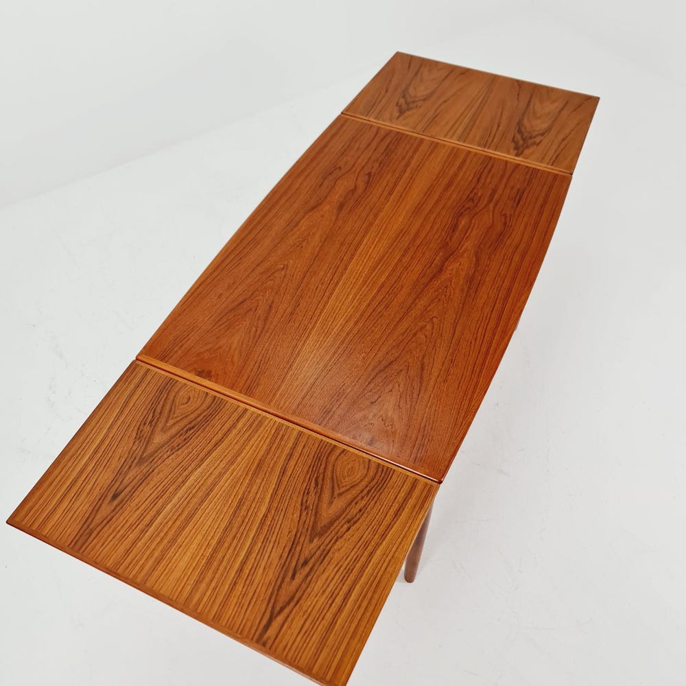 Danish Henning Kjaernulf rectangular teak table with two extension leaves, Denmark 1960s - Image 9
