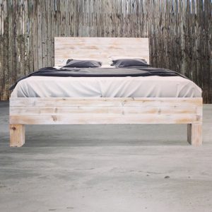 Rustic Beach Wood - Whitewashed - Barn Wood Style Bed Frame - Handmade in USA