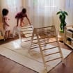 Wooden Gym Set for toddlers 3 items: Climbing Triangle + Arch + Slide, Montessori furniture, Baby toy for 1 year old, White climber set - Image 2